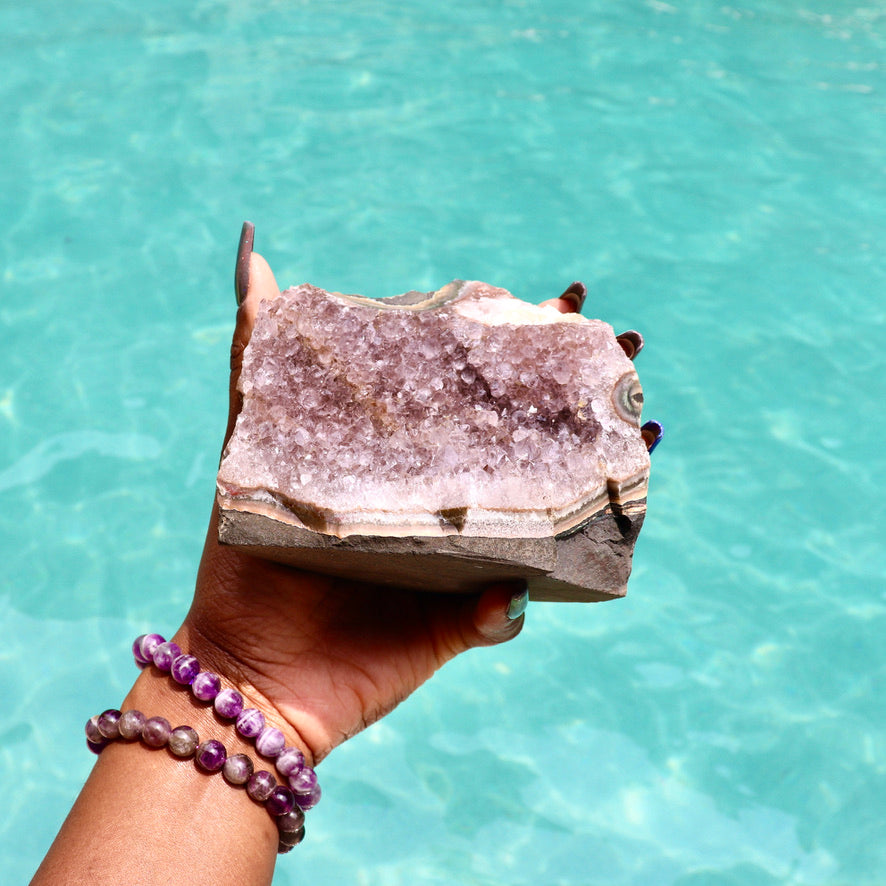 KERI - Druzy Nebula Amethyst with Polished Edges and Cut Base