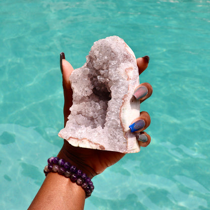 ALICIA- Druzy Nebula Amethyst with Polished Edges and Cut Base