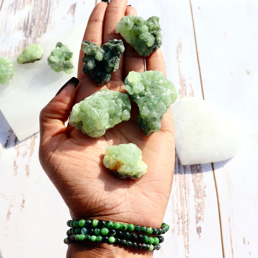 rough prehnite green natural stone