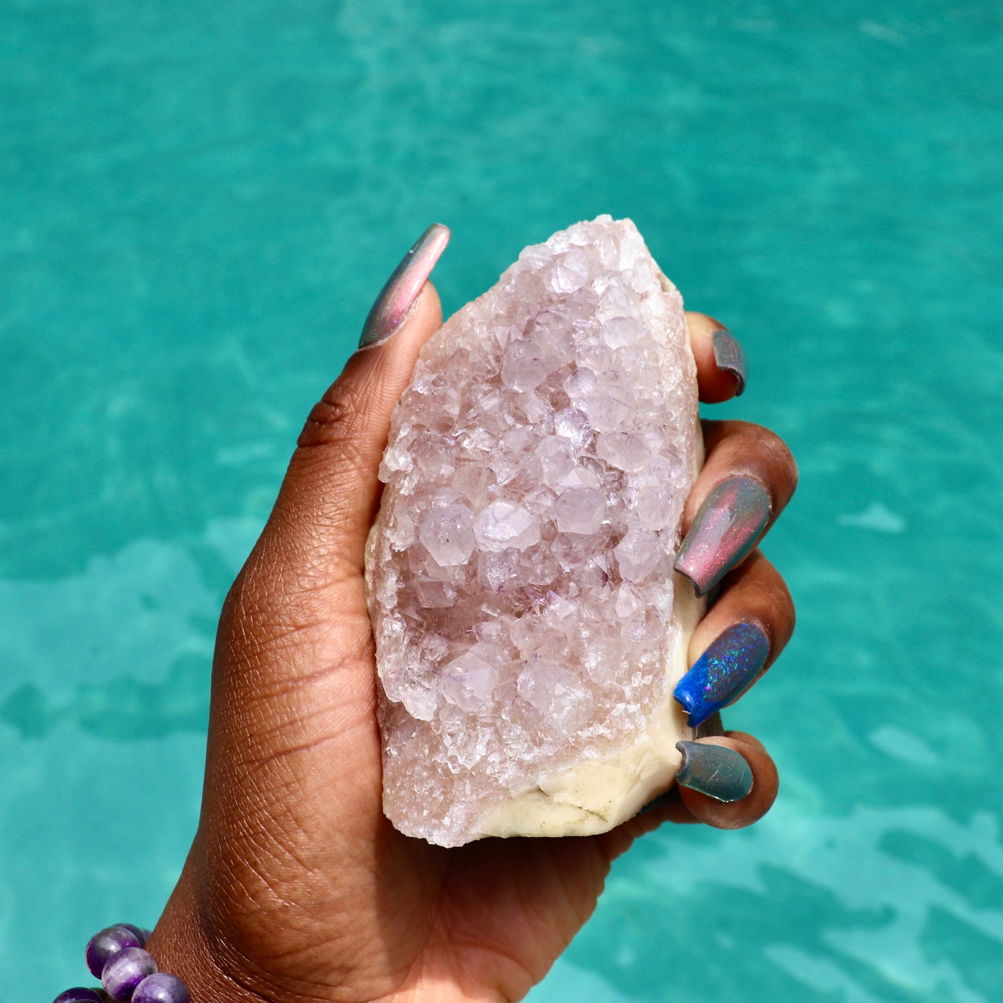 VICTORIA - Druzy Nebula Amethyst with Polished Edges and Cut Base