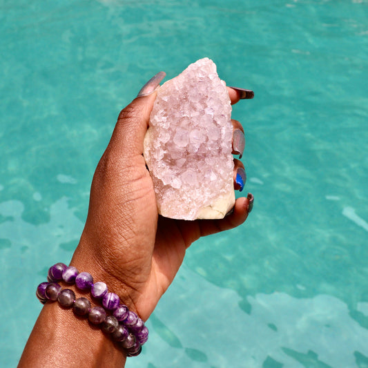 VICTORIA - Druzy Nebula Amethyst with Polished Edges and Cut Base