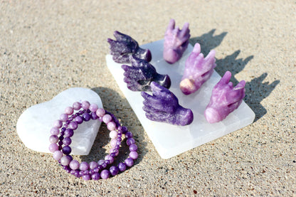 purple lepidolite reiki dragonhead