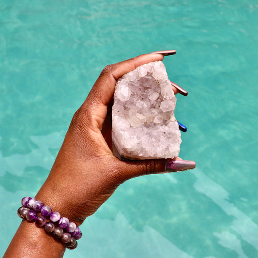 ELLA - Druzy Nebula Amethyst with Polished Edges and Cut Base