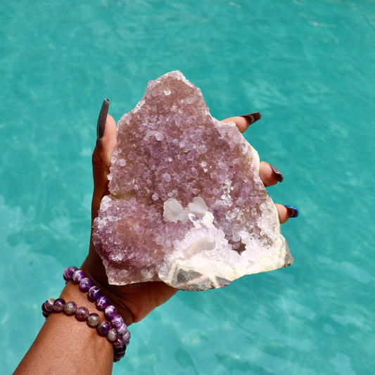 SUMMER - Druzy Nebula Amethyst with Polished Edges and Cut Base