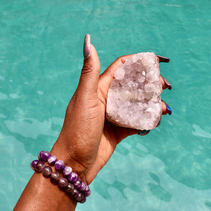 ELLA - Druzy Nebula Amethyst with Polished Edges and Cut Base