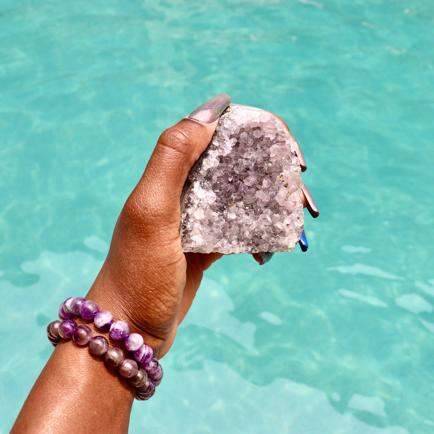 JOJO - Druzy Nebula Amethyst with Polished Edges and Cut Base