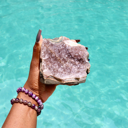 KERI - Druzy Nebula Amethyst with Polished Edges and Cut Base