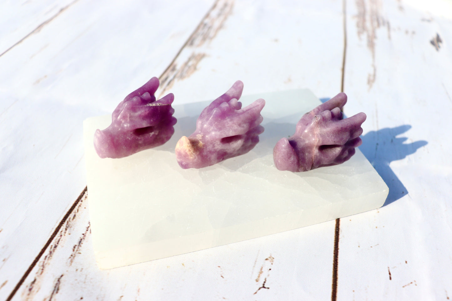 purple lepidolite reiki dragonhead