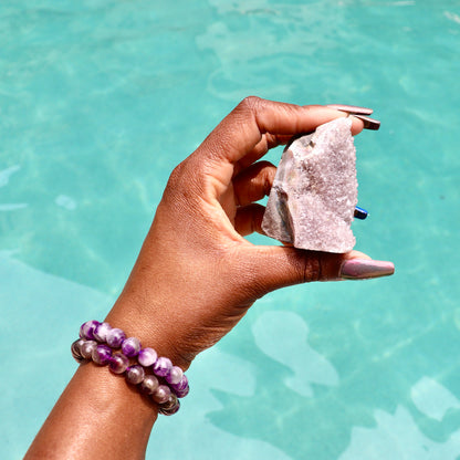 TEYANA - Druzy Nebula Amethyst with Polished Edges and Cut Base