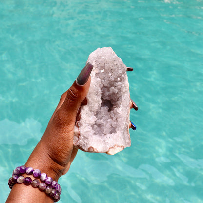 ALICIA- Druzy Nebula Amethyst with Polished Edges and Cut Base