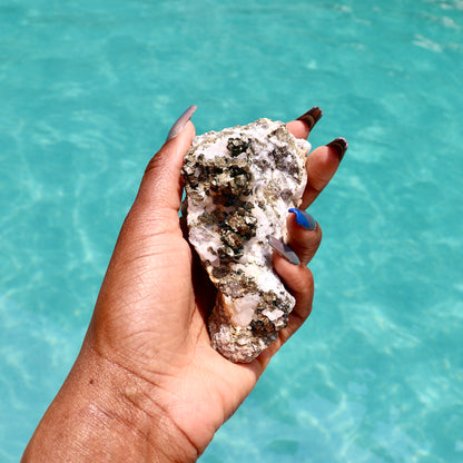 African Quartz - Pyrite and Hematite inclusions (Miguel - 385 g)