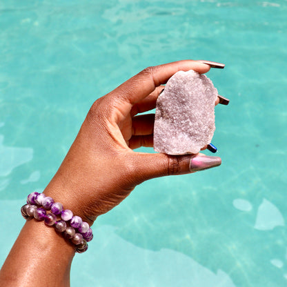 TEYANA - Druzy Nebula Amethyst with Polished Edges and Cut Base