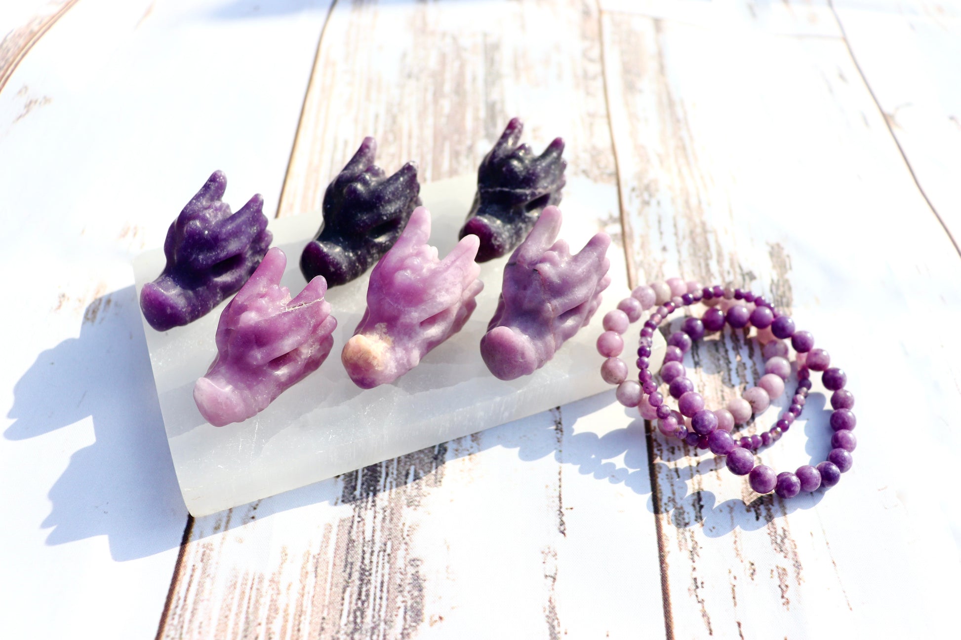 purple lepidolite reiki dragonhead