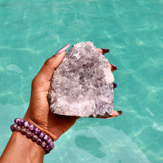 JAZMINE - Druzy Nebula Amethyst with Polished Edges and Cut Base