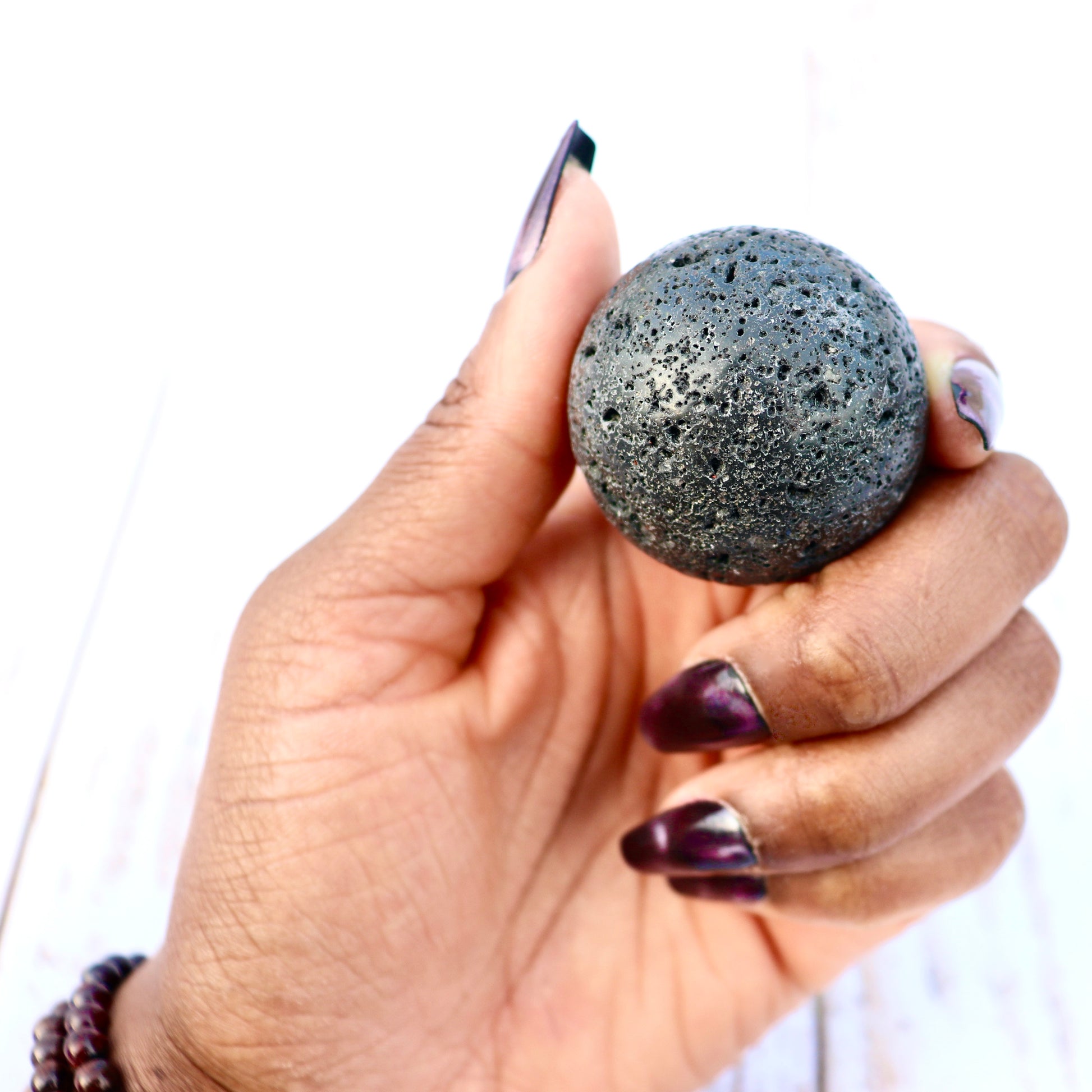 black lava stone spheres