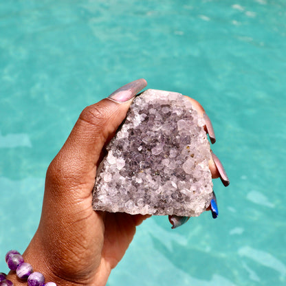 JOJO - Druzy Nebula Amethyst with Polished Edges and Cut Base