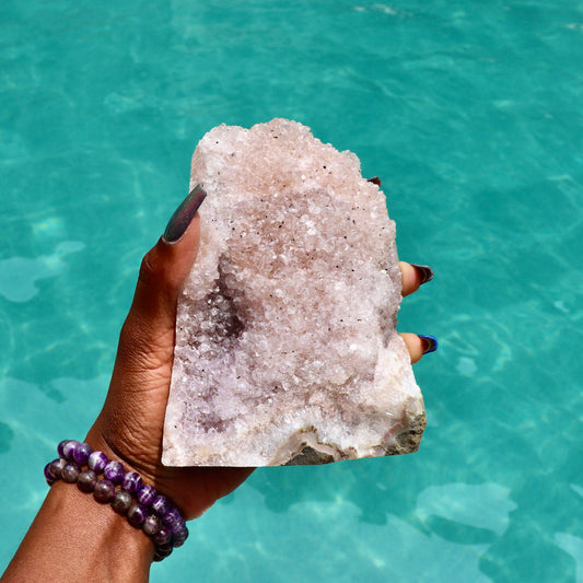 GABRIELLA - Druzy Nebula Amethyst with Polished Edges and Cut Base