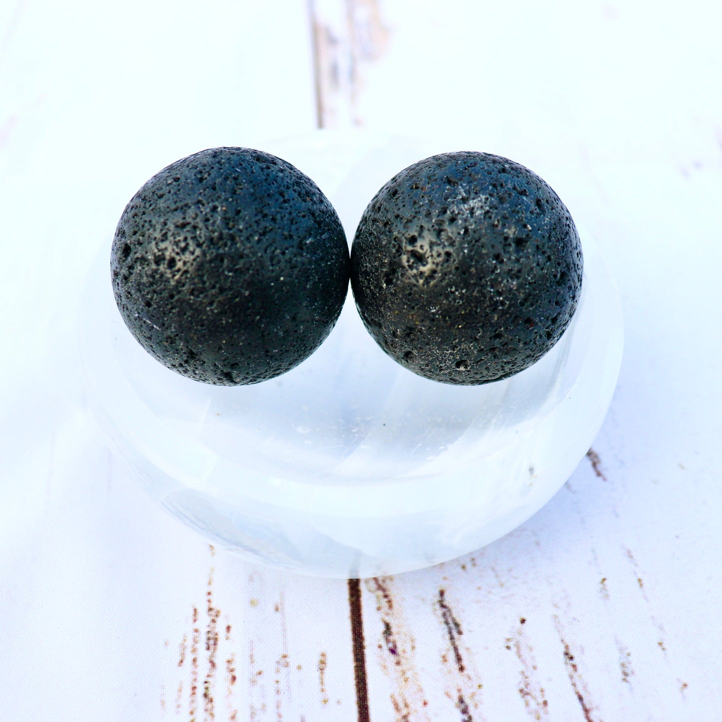 black lava stone spheres