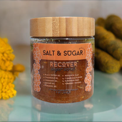 Recover: Turmeric and Chamomile Sugar Scrub - infused with natural herbs and essential oils