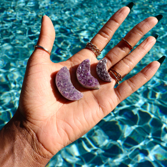 Druzy Amethyst Half Moons