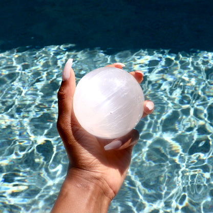 2.6" inch large Selenite Sphere crystal ball