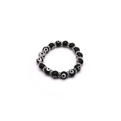 Evil Eye Elastic Protection Bracelet made with glass beads black