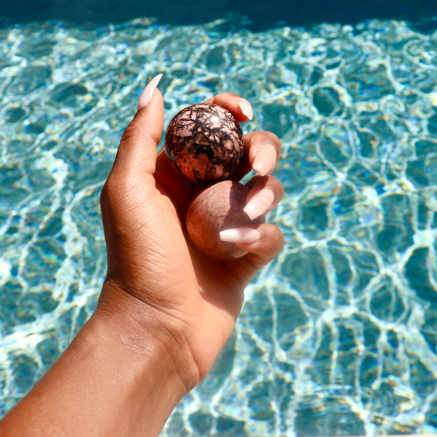 1.6" inch rhodonite sphere