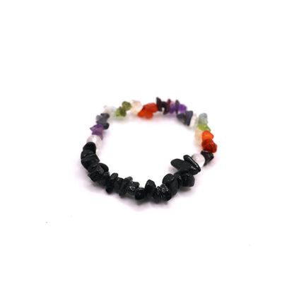 7 chakra black tourmaline crystal chip bracelet