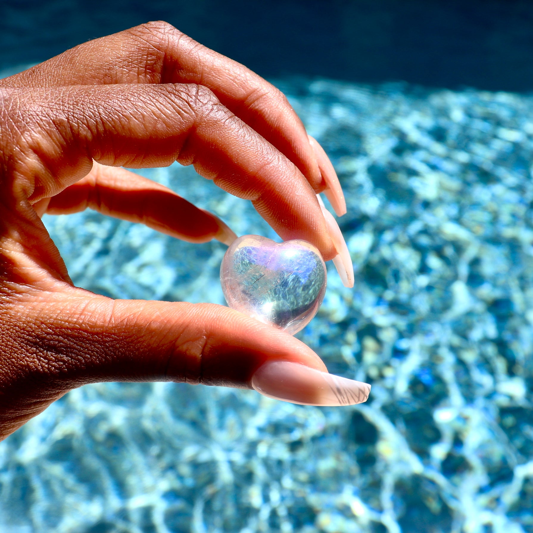1" 1 inch aura quartz crystal heart