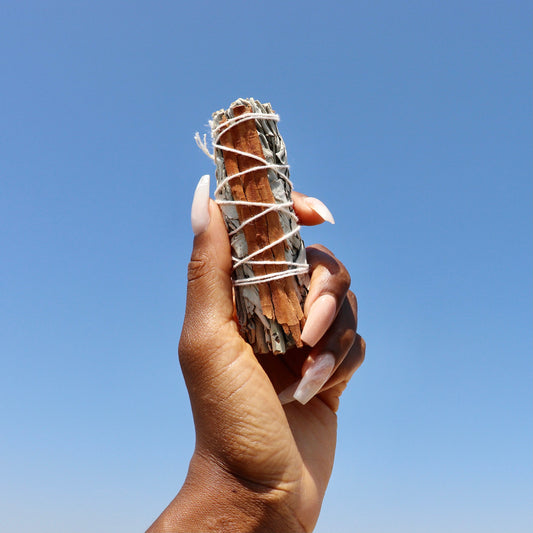 cinnamon and white sage smudge stick