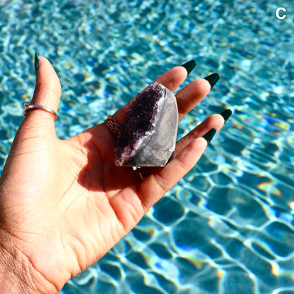 Druzy Amethyst with Polished Edges and Cut Base