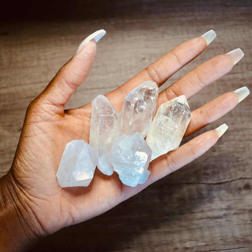 rough clear quartz points