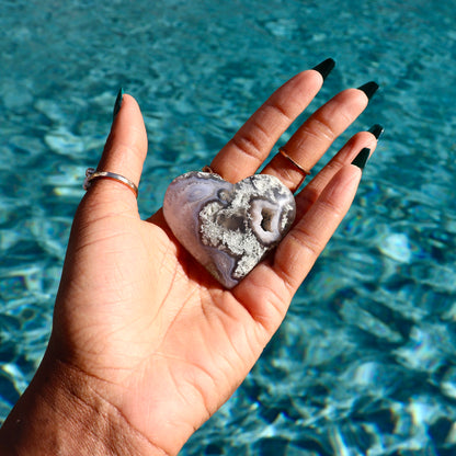 Druzy Moss Agate Heart