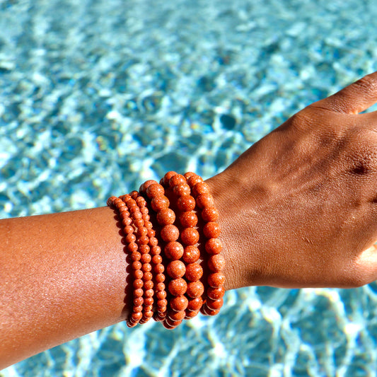 4 mm and 6-8 mm goldstone bracelets