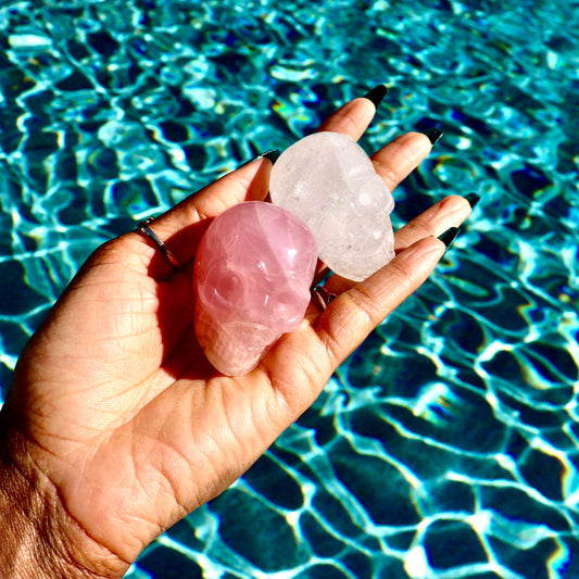 Crystal Skull | Rose Quartz Skull or Clear Quartz Skull