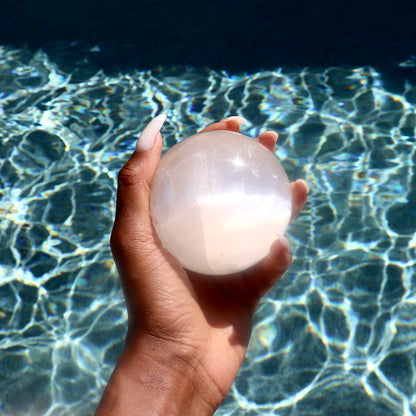 2.6" inch large Selenite Sphere crystal ball