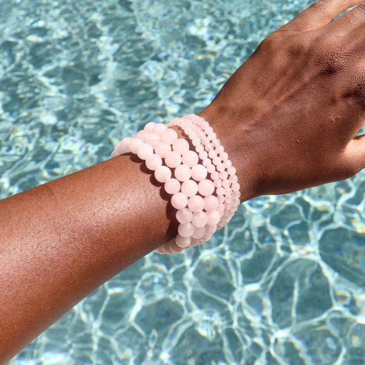 4 mm 8 mm Rose Quartz Elastic Bracelet