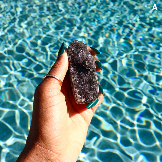 Druzy Amethyst with Polished Edges and Cut Base