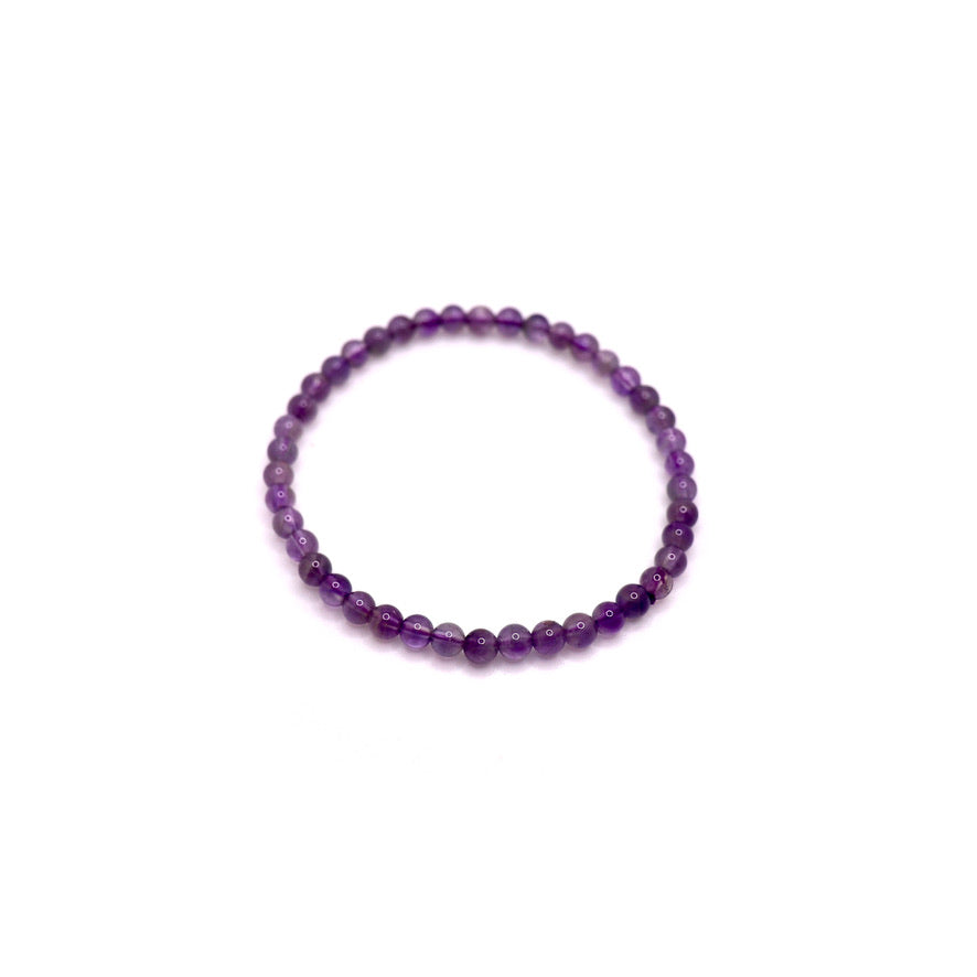 Amethyst Elastic Bracelet (4 mm or 6-8 mm Round Gemstones)
