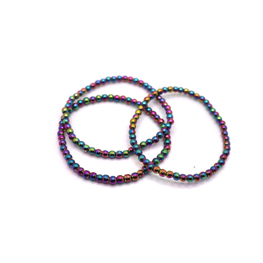 4 mm Rainbow Hematite Elastic Bracelet