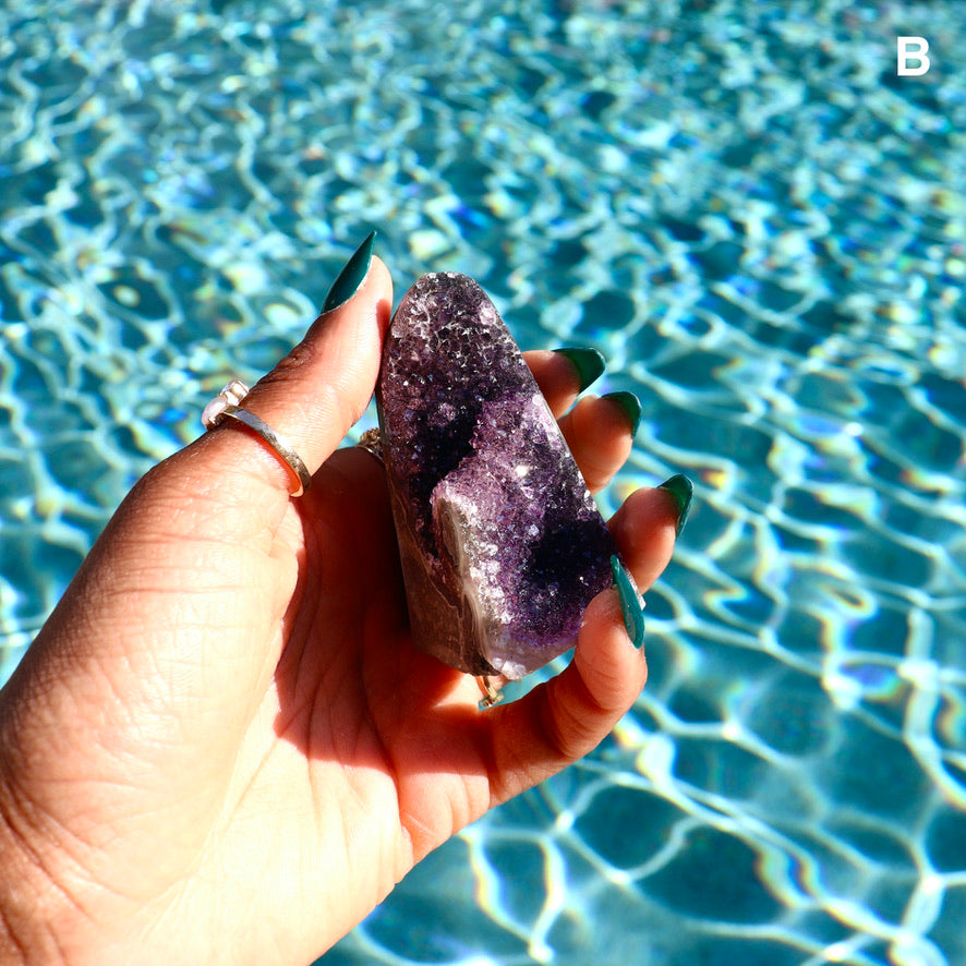 Druzy Amethyst with Polished Edges and Cut Base