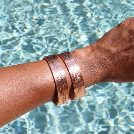 om triple moon magnetic copper bracelet