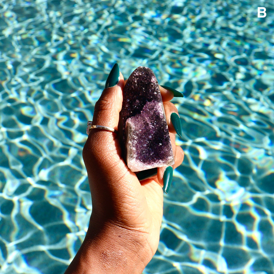 Druzy Amethyst with Polished Edges and Cut Base