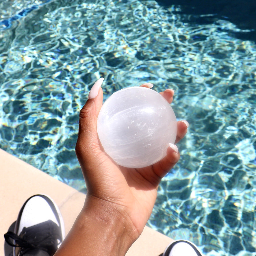 2.6" inch large Selenite Sphere crystal ball