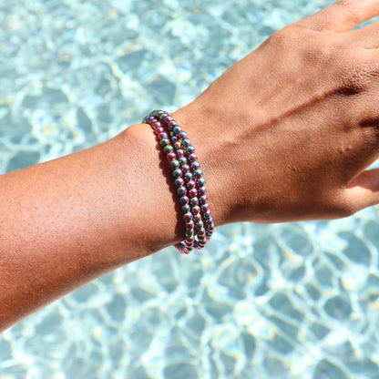 4 mm Rainbow Hematite Elastic Bracelet