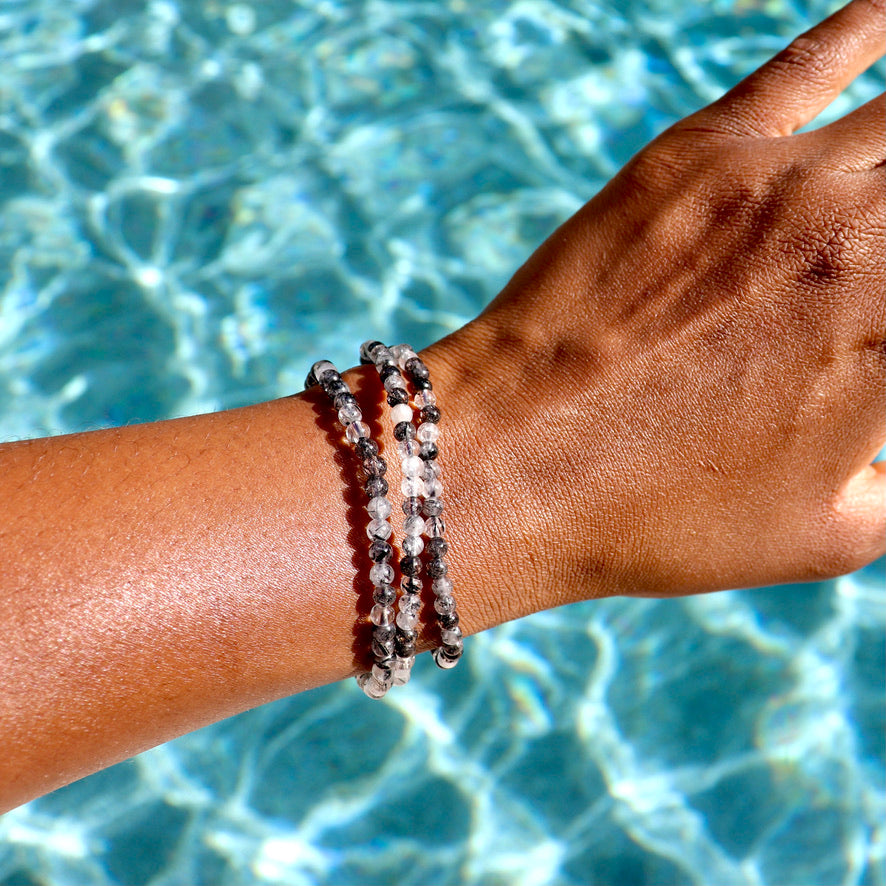 4 mm black rutilated quartz bracelet