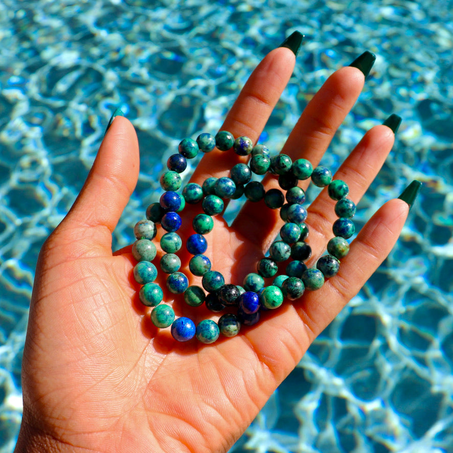 8 mm chrysocolla bracelet