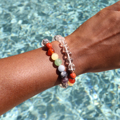 7 chakra bracelet with clear quartz and chakra crystal stones 8 mm