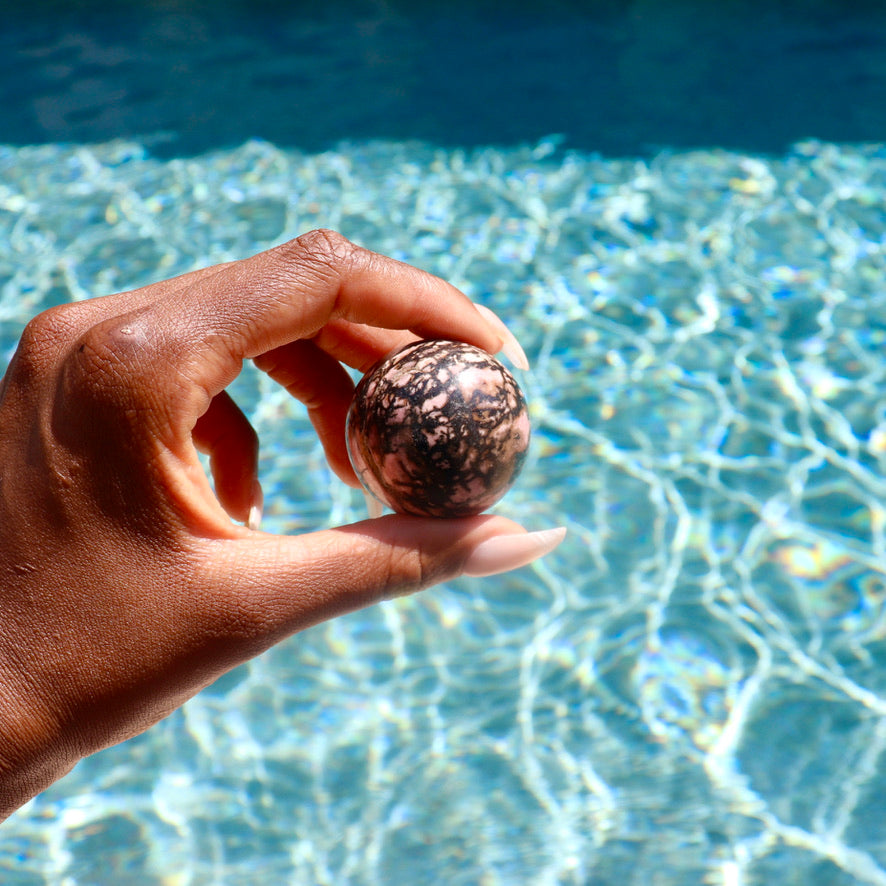 1.6" inch rhodonite sphere