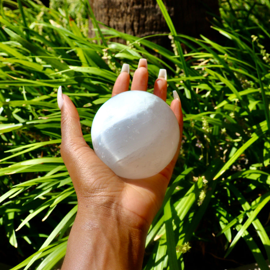 2.6" inch large Selenite Sphere crystal ball